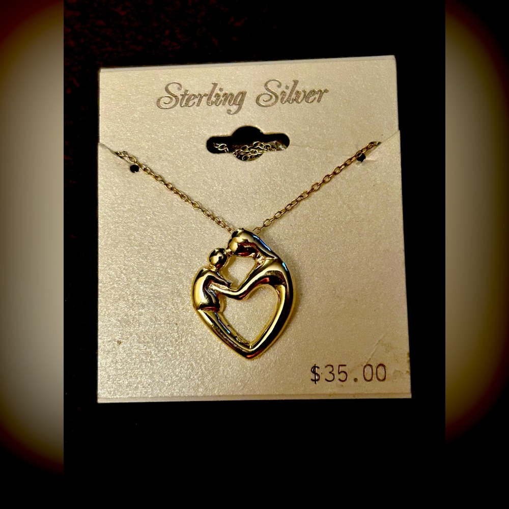 Mom And Child Heart Pendant NWT Sterling Silver